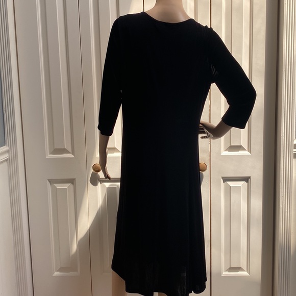 Kiara Womens Size L Black Slinky Dress. 3/4 sleeves. Lightweight and comfy. - Picture 6 of 11